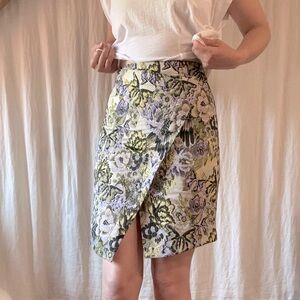 Top Shop Metallic Floral Tapestry Skirt - 2